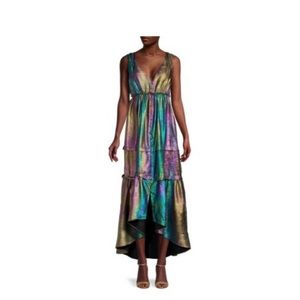 BETSEY JOHNSON
Liquid Rainbow Metallic Tiered High-Low Dress